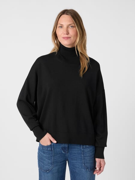 Pull à col roulé pour femme Noir, présenté sur un modèle