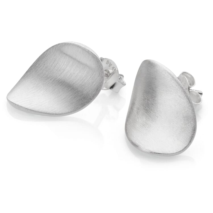Pendientes de botón Satin, Plata