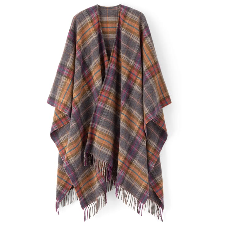 Poncho de lana de cordero a cuadros