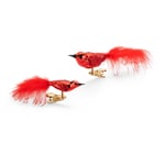 Oiseaux en verre de Lauscha Rouge