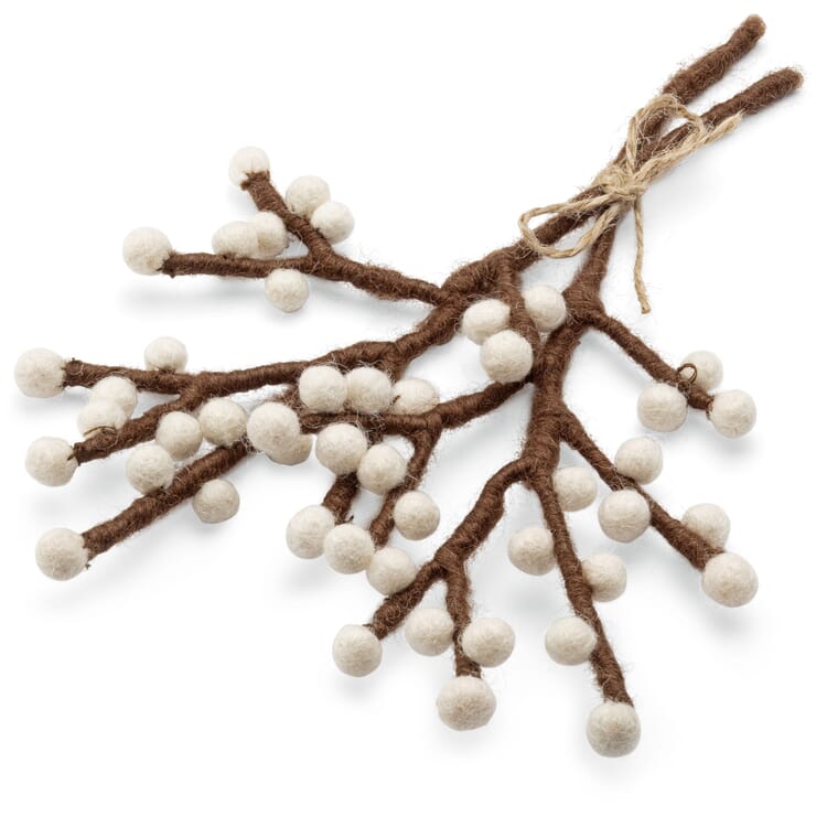 Petites branches de baies en feutre, Blanc