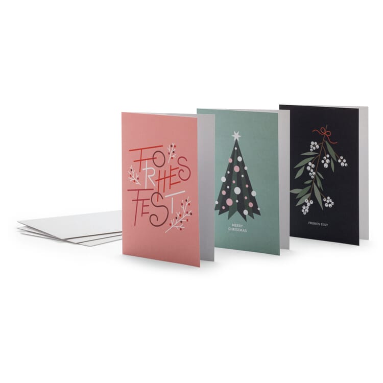 Weihnachtskarten grafisch Recyclingpapier, Set 2