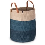 Panier de rangement à rayures larges Bleu-sable