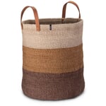 Panier de rangement à rayures larges Marron-sable