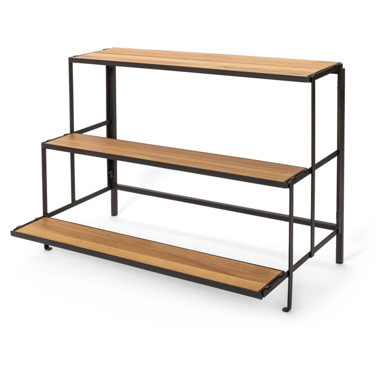 Escalera para plantas con peldaños de madera de roble, Ancho