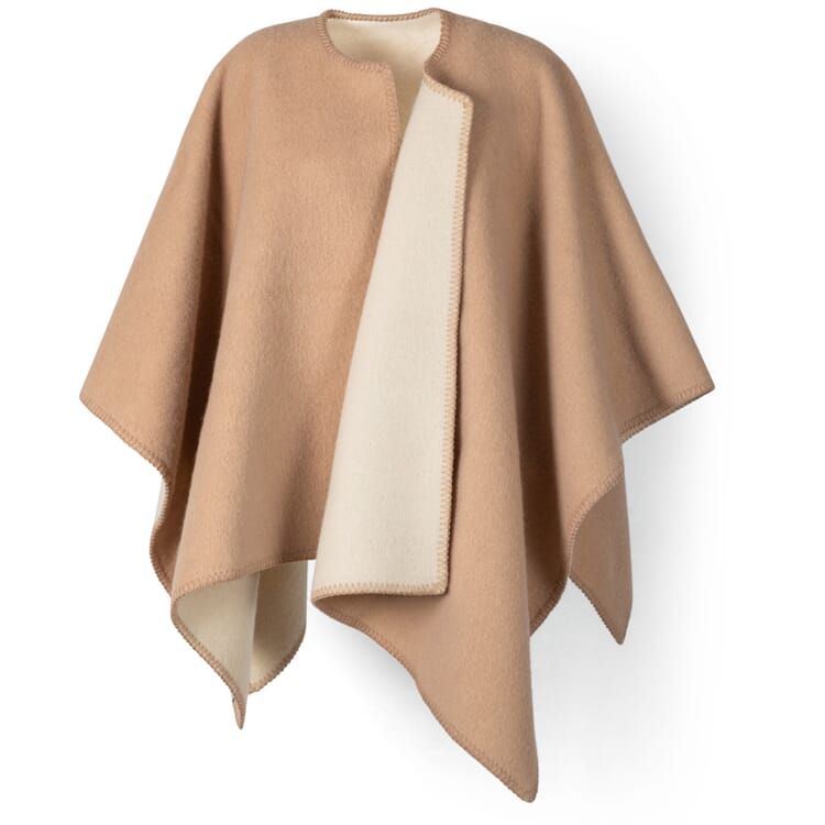 Norwegischer Poncho Lammwolle, Rosé-Natur