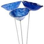 Glass Flowers for the Garden, Set of 3 Blue