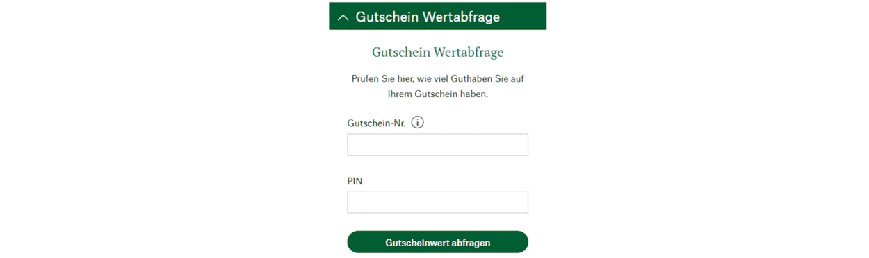 Gutschein Wertabfrage
