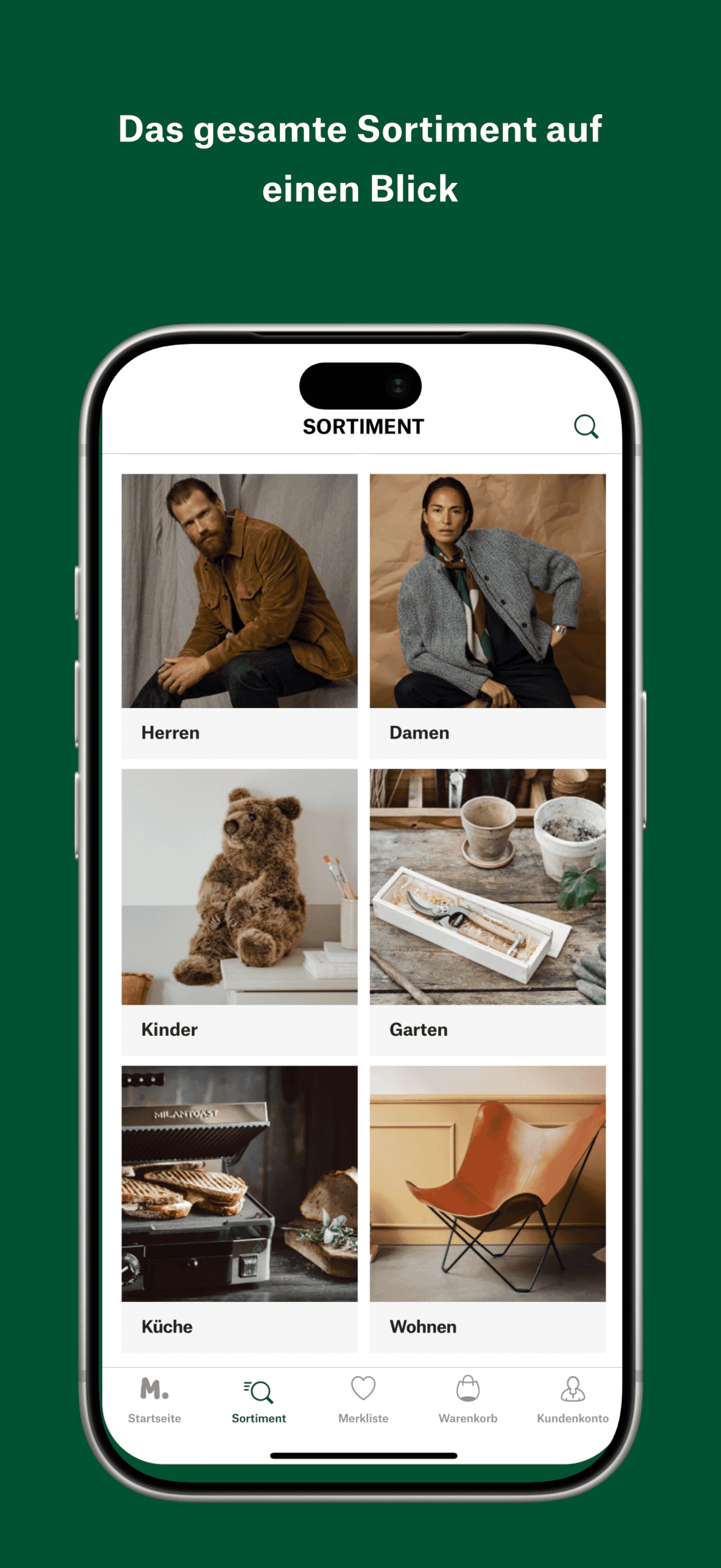 Screenshot der Manufactum Shopping App fürs iPhone