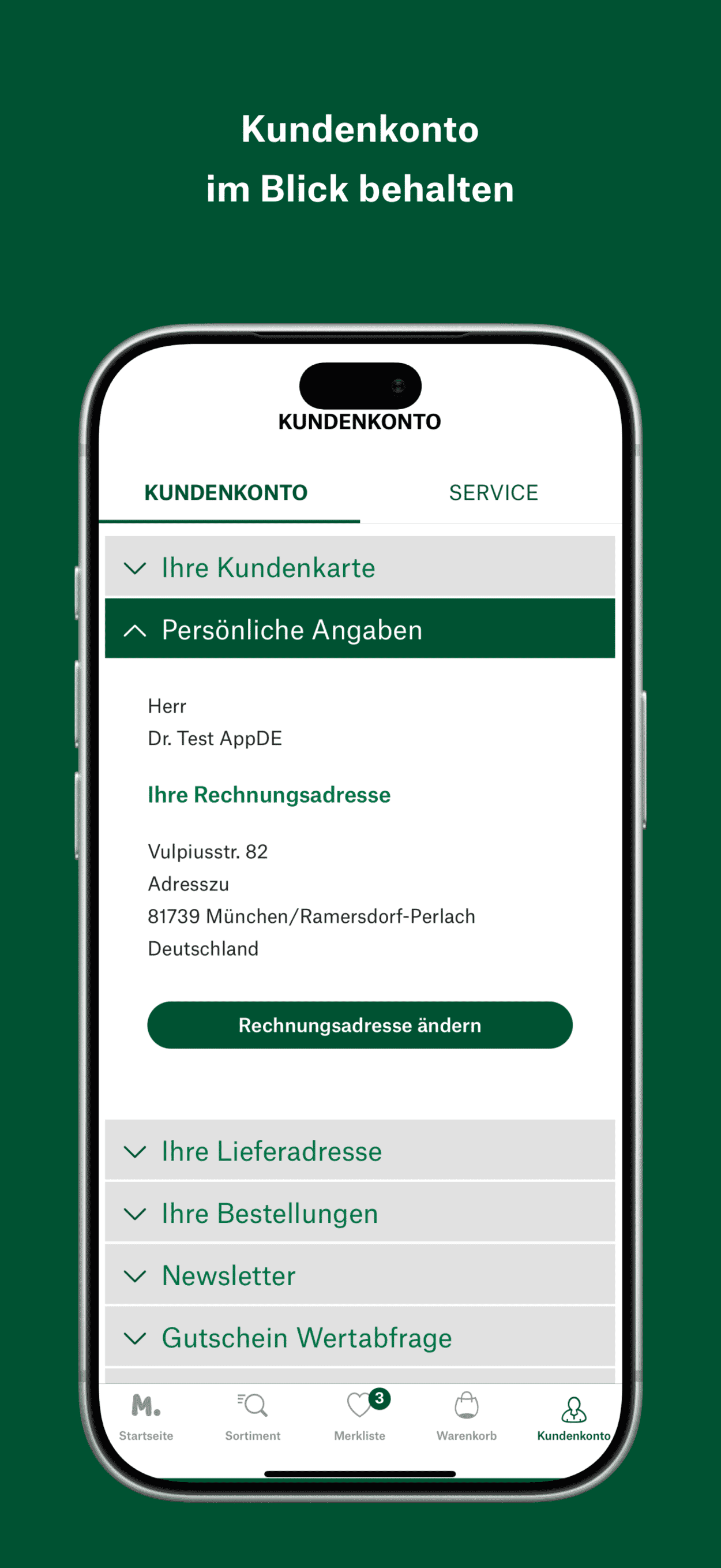 Screenshot der Manufactum Shopping App fürs iPhone