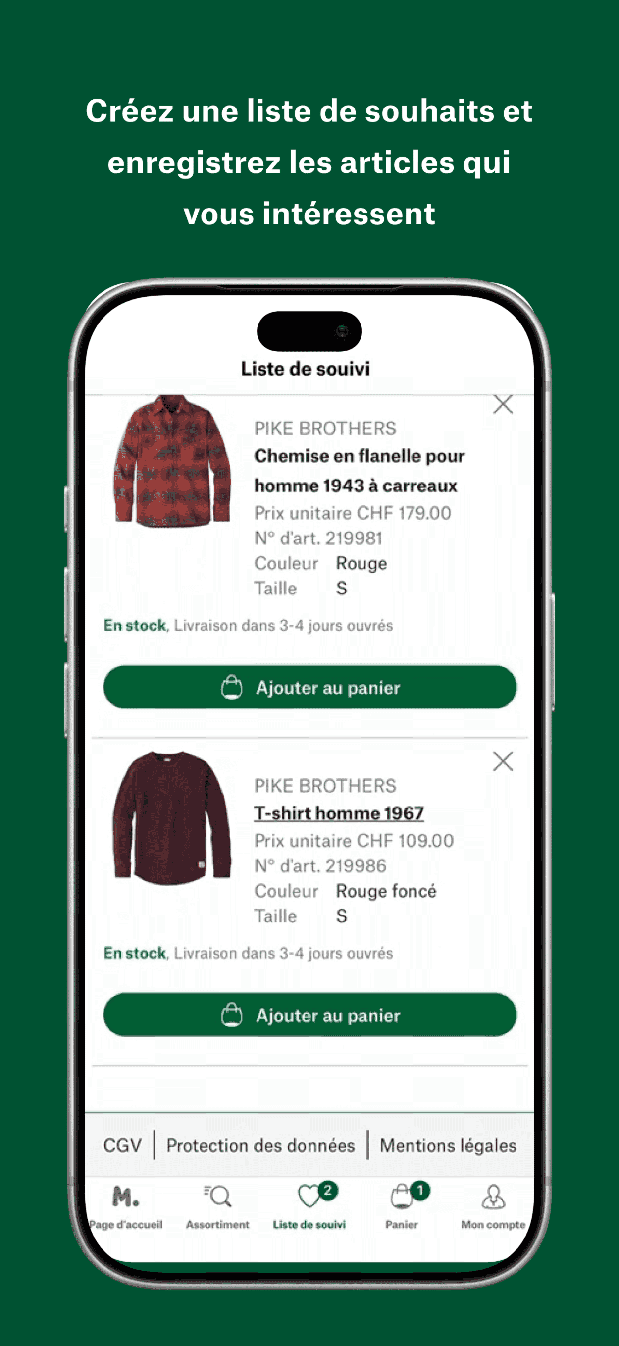 Capture d'écran de l'application Manufactum Shopping pour iPhone