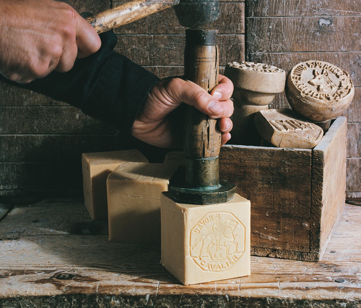 Soap stamp with hammer