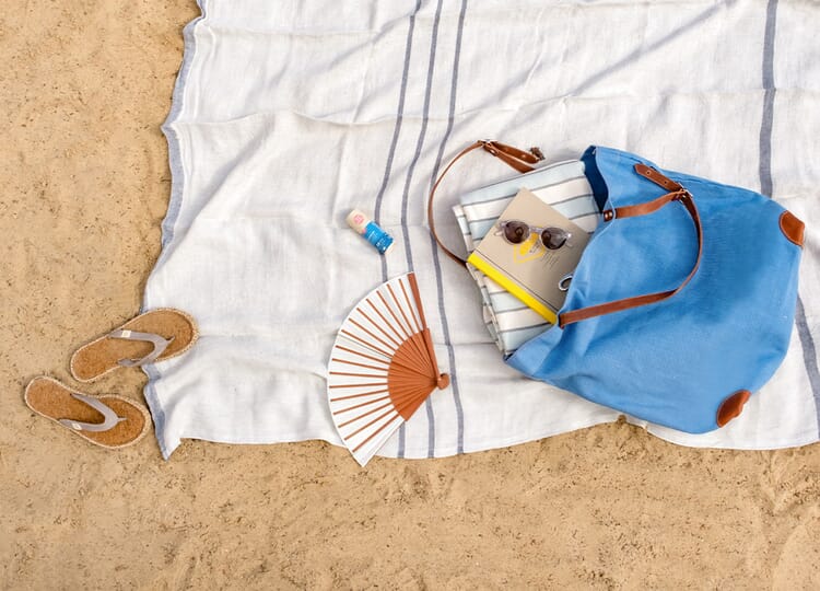 Beach bag with beach utensils