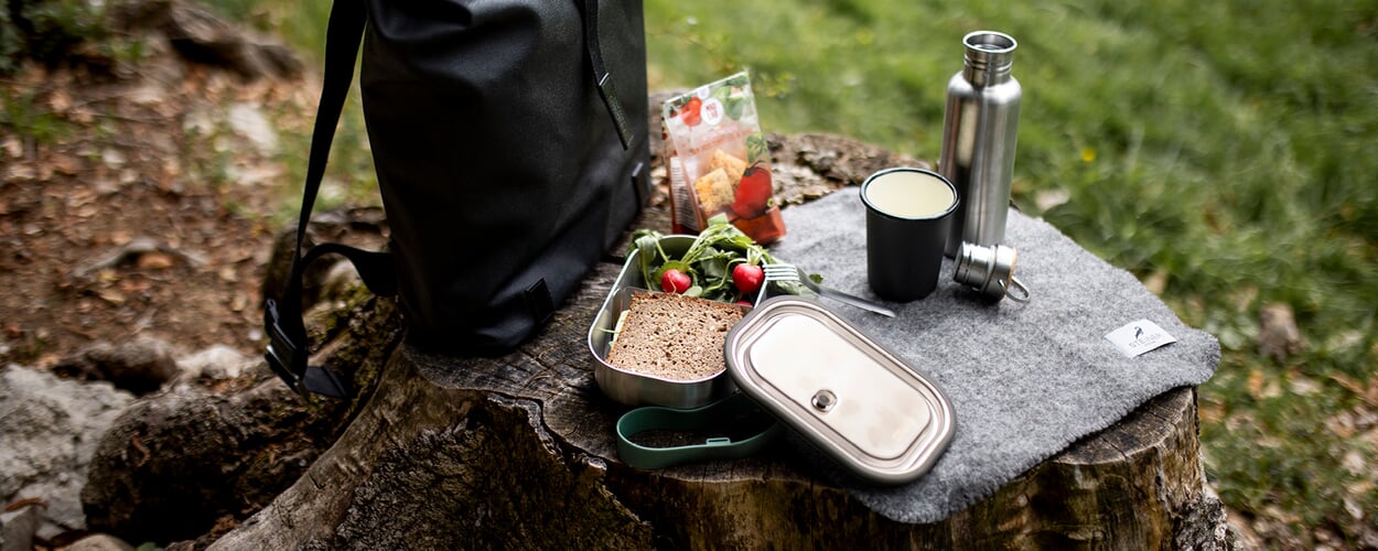 Picnic during an alpine mountain hike