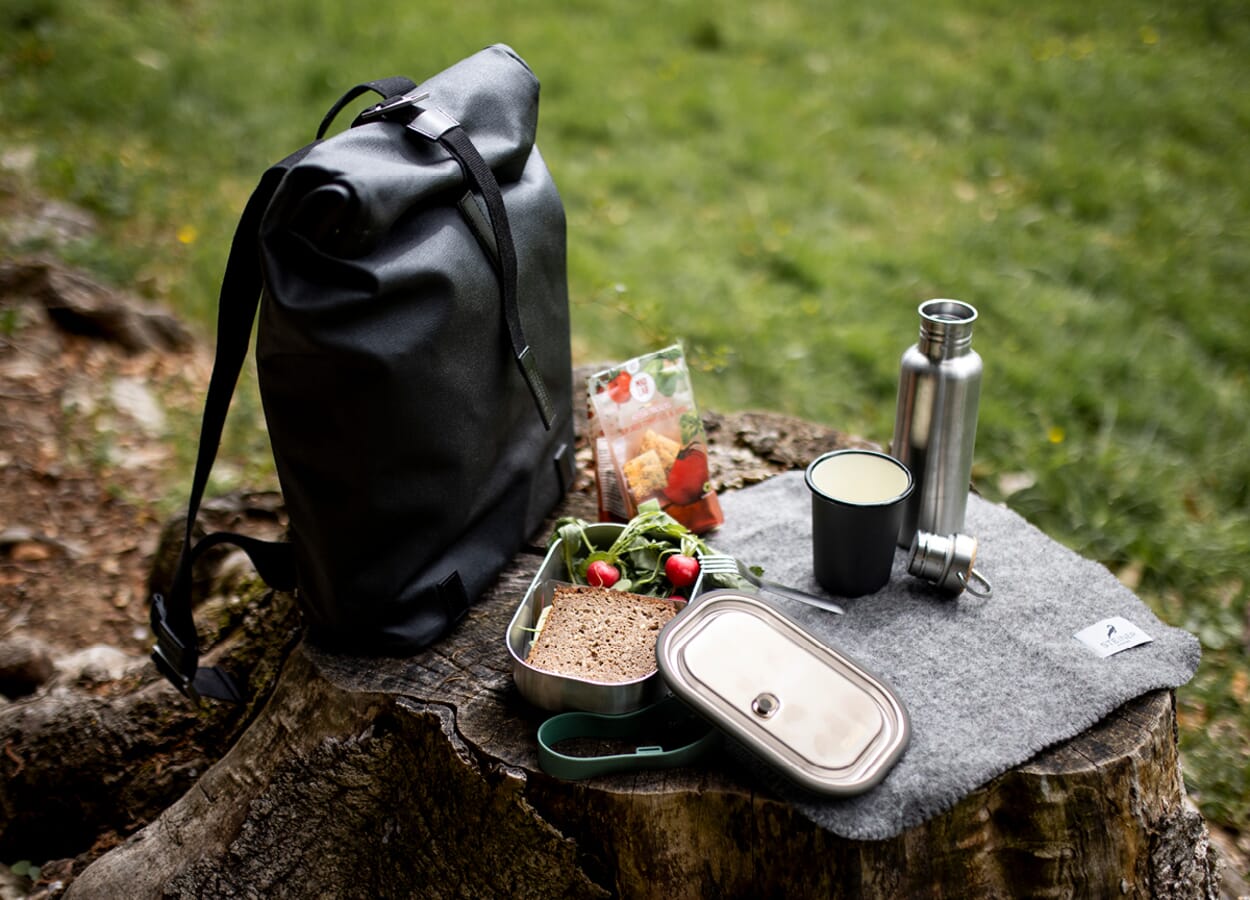 Picknick bei alpiner Bergwanderung