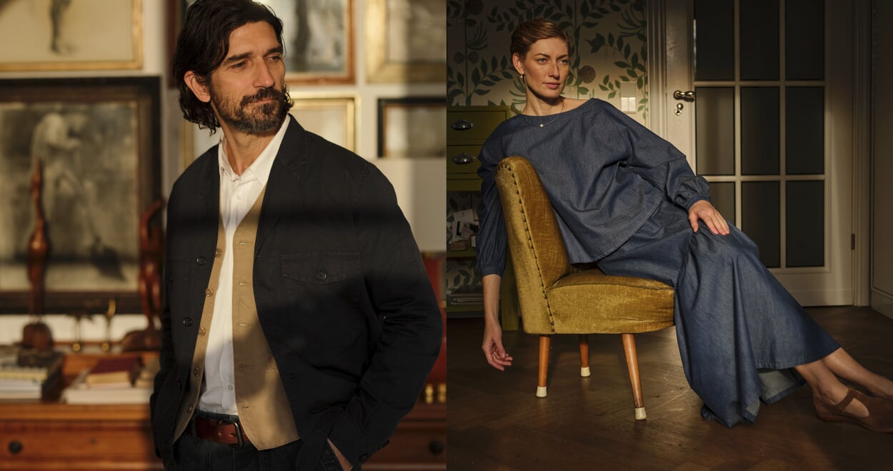 Zwei Models im Frühlingsbekleidung bei Abendsonne