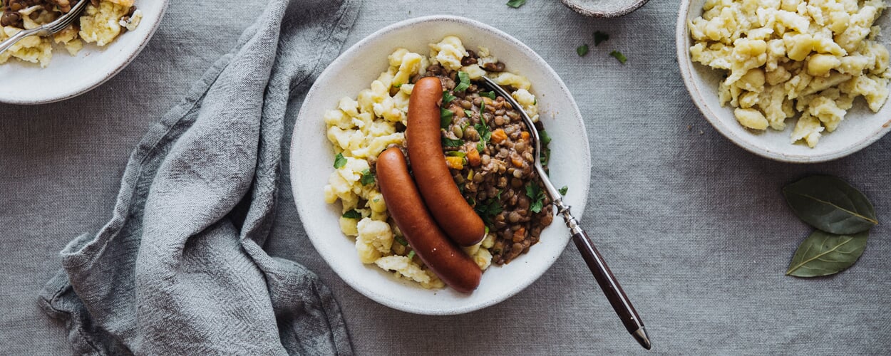 Lentils with spaetzle