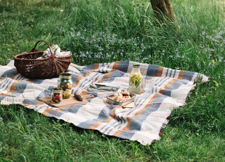 Picknickdecke mit Snacks