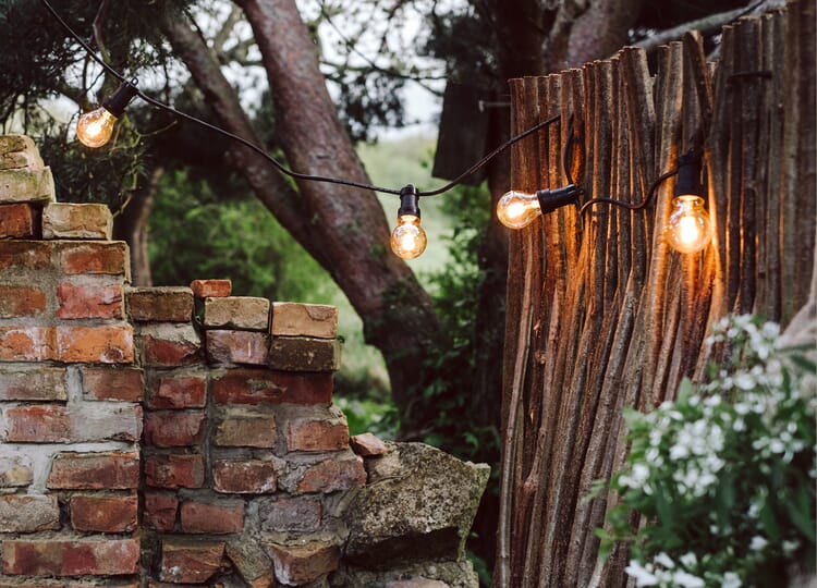 Guirlande lumineuse dans le jardin