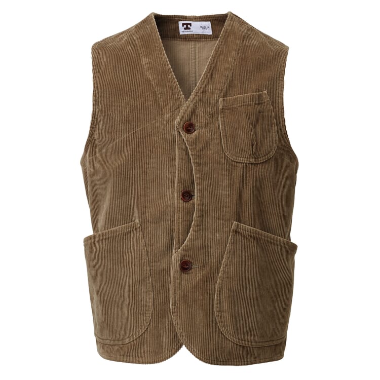 Heren Corduroy Vest, Licht bruin
