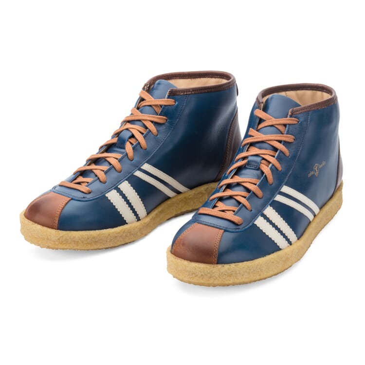 Leather sports shoe sneaker, Medium blue