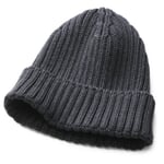 Men's Knitted Cap with Turn-Up Anthracite