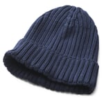 Men's Knitted Cap with Turn-Up Blue