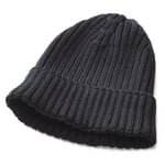 Men's Knitted Cap with Turn-Up Black