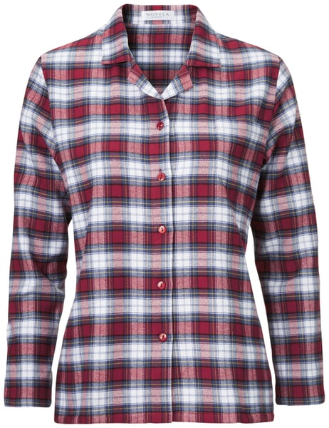 Damenpyjama Flanell Blau-Rot