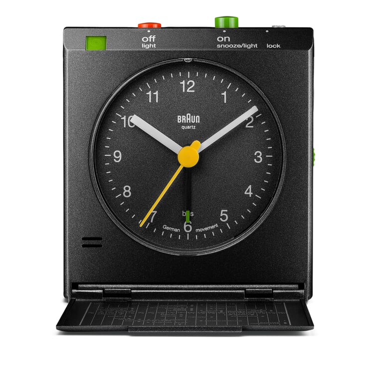 Travel alarm clock Braun, foldable, Black Manufactum