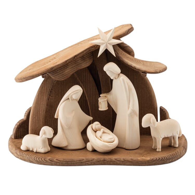 Nativity Scene Hand Carved from Maple and Walnut Wood