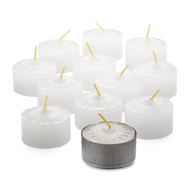 12 bougies chauffe-plat et 1 écuelle en fer blanc
