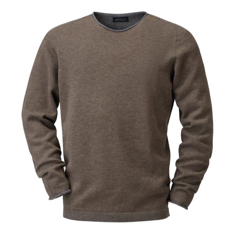 Men sweater merino wool, Brown gray