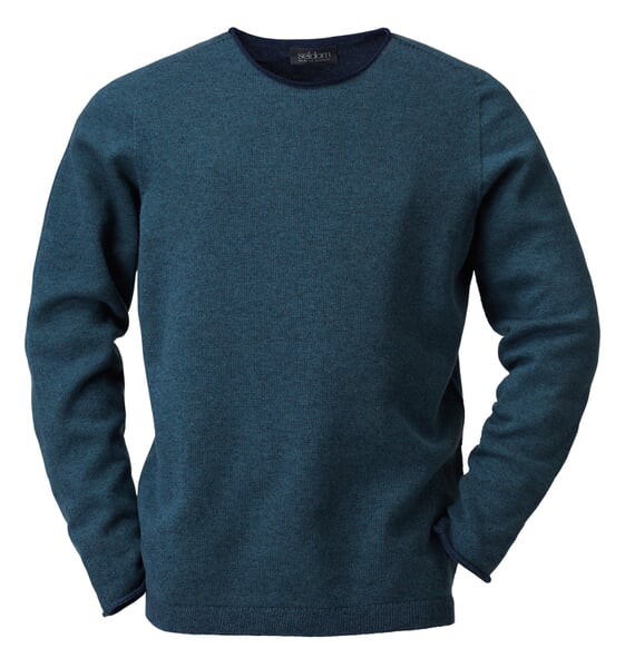 Herrenpullover Merinowolle Grünblau