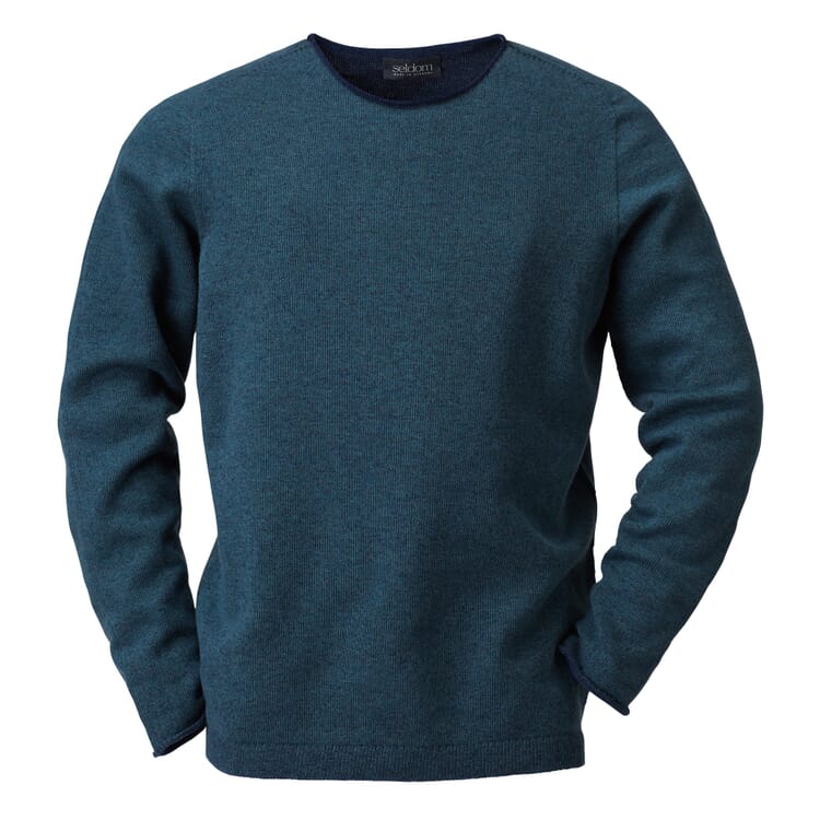 Men sweater merino wool, Green Blue