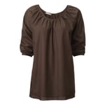 Cotton Blouse with Raglan Sleeve Dark Brown