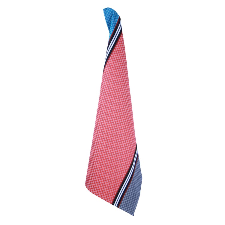 Checkered Dish Towel, Coral / Blue
