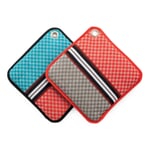 Potholder check Coral / Blue