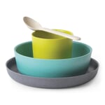 Kindergeschirr-Set Biobu Grün/Blau/Grau