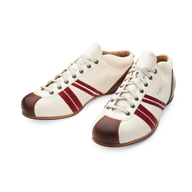 Leather Sport Shoe, White-Red