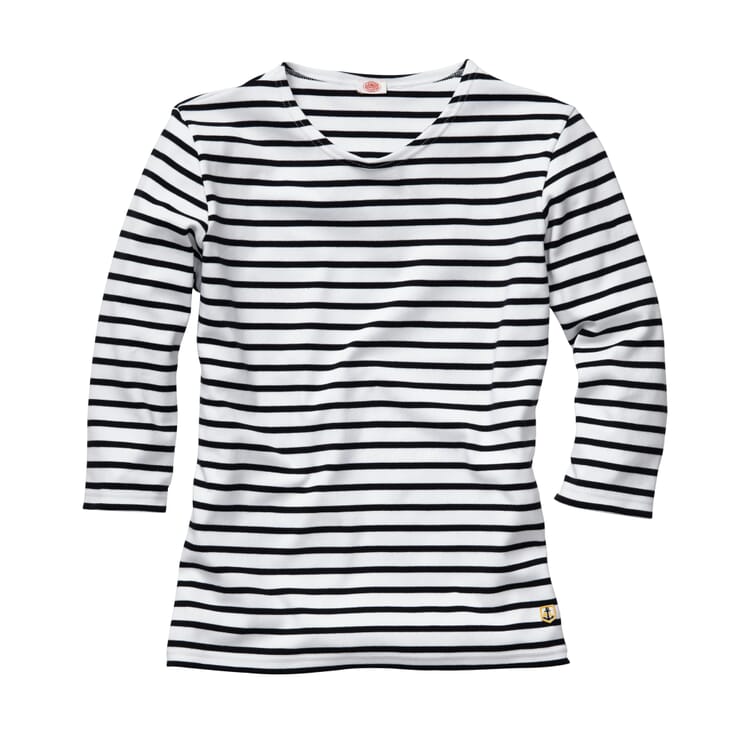 Women’s Shirt with Three-Quarter-Length Sleeves, White-navy blue