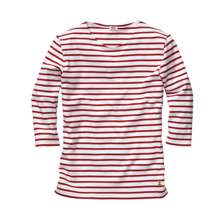 Damen-Shirt Dreiviertelarm, Weiß-Rot
