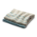 Large Linen Blanket Ecru-Blue