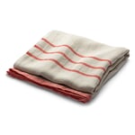 Large Linen Blanket Ecru-Red