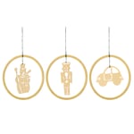 Gold-Plated Brass Pendant 3 motifs in a set: snowman, automobile, nutcracker