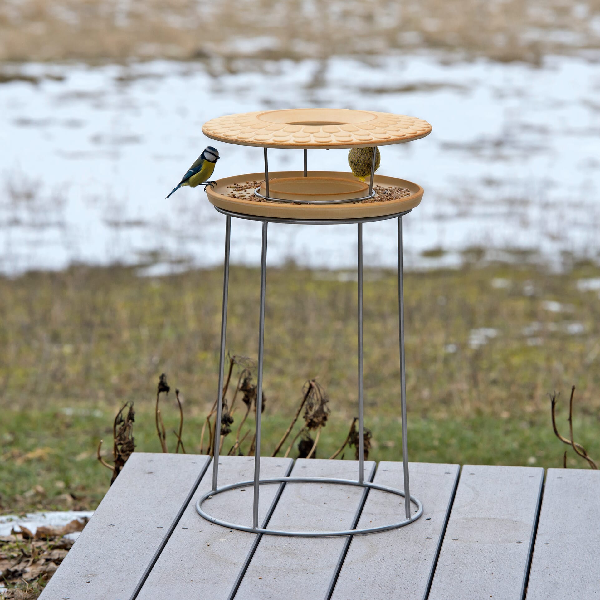 outdoor standing bird feeder