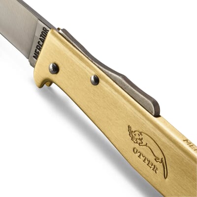 OTTER-Messer Large Mercator Folding Knife 3.5 Carbon Steel Blade Brass  Handle
