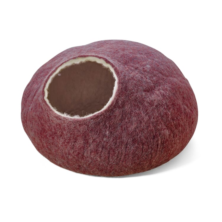 Cave à chats en feutre de laine, Rouge