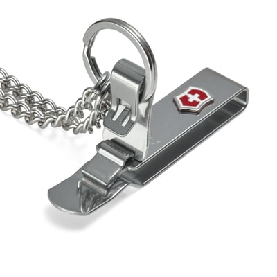2er-Pack Schlüsselanhänger Mit Ausweishalter & Gürtelclip – Edelstahl, Stahlkordel