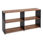 Walnut and Beechwood Folding Shelving 2 × 2 Compartments Black